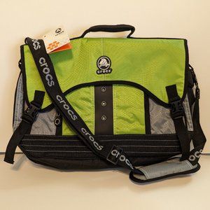 NWT--CROCS Lime Green and Black PADDED Crossbody/Laptop/Messenger Bag